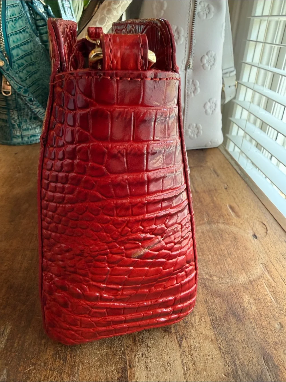 Brahmin Red Croc Leather Crossbody - Picture 3 of 10